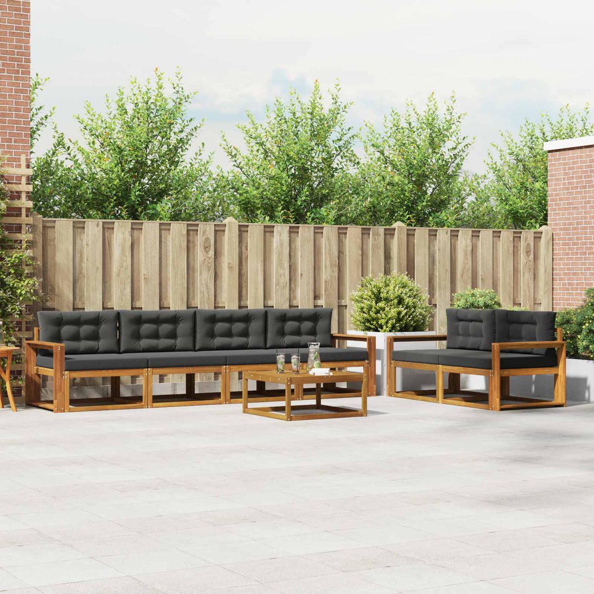 Outdoor Sofa Set 7 pcs Natural and Anthracite