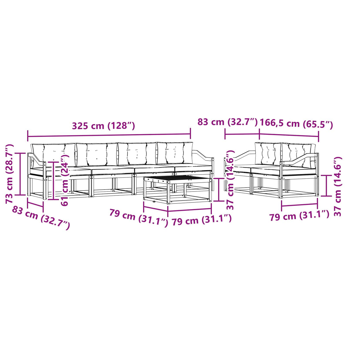 Outdoor Sofa Set 7 pcs Natural and Anthracite
