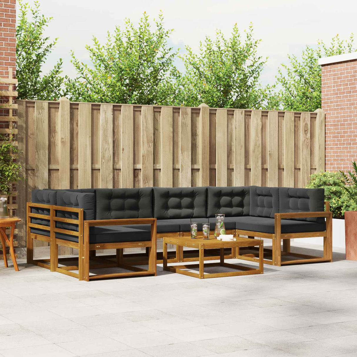 Outdoor Sofa Set 7 pcs Natural and Anthracite