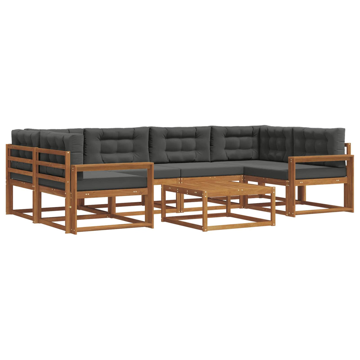 Outdoor Sofa Set with Cushion 7 pcs Natural and Anthracite