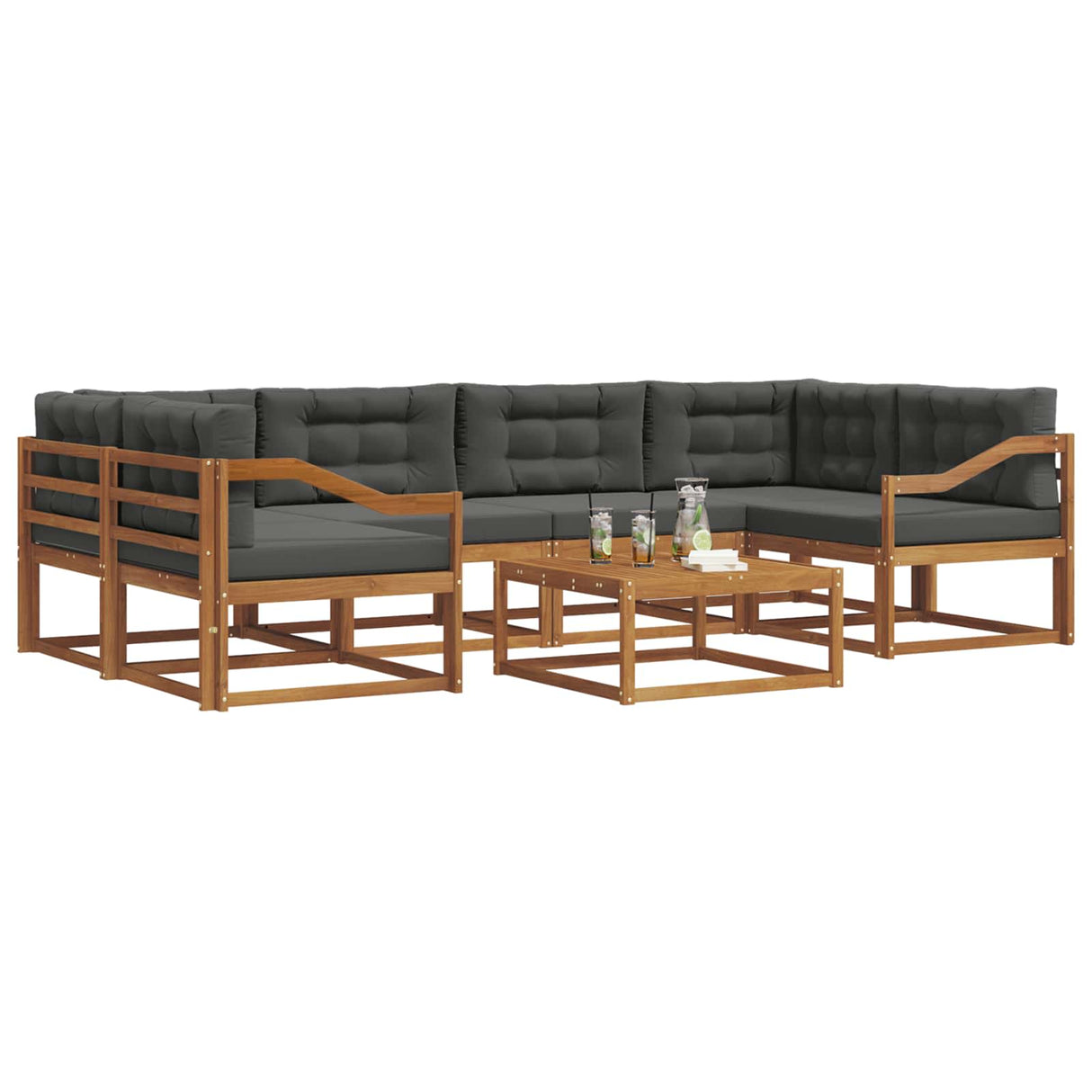 Outdoor Sofa Set with Cushion 7 pcs Natural and Anthracite