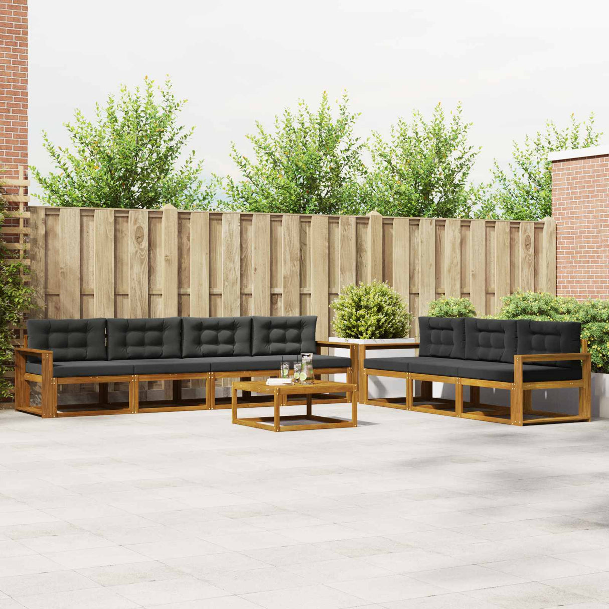 Outdoor Sofa Set 8 pcs Natural and Anthracite