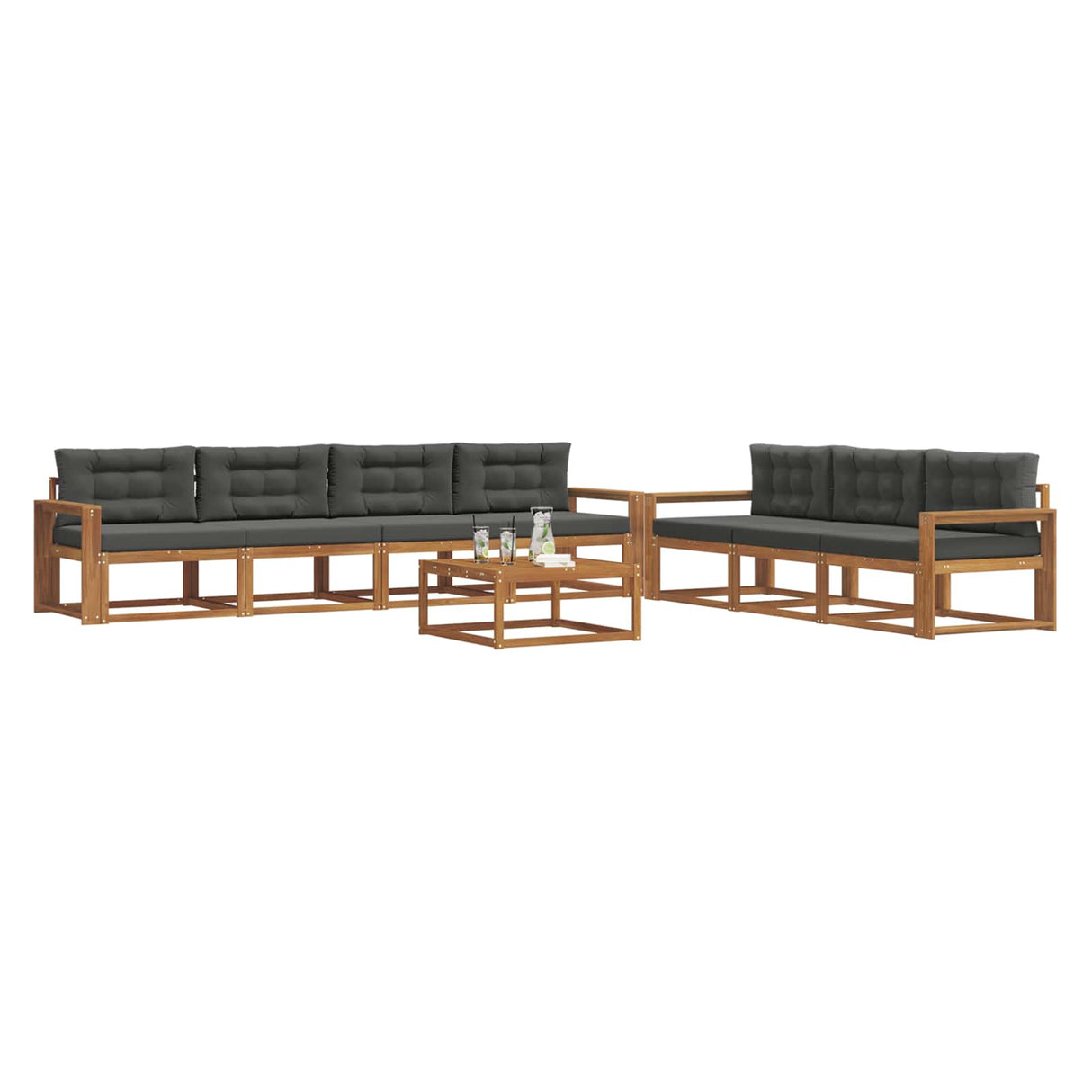 Outdoor Sofa Set 8 pcs Natural and Anthracite