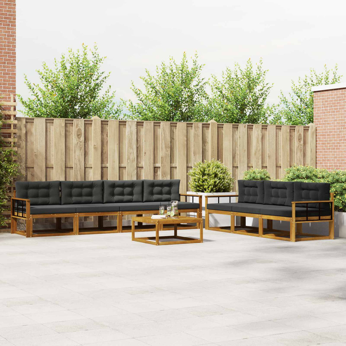 Outdoor Sofa Set 8 pcs Natural and Anthracite