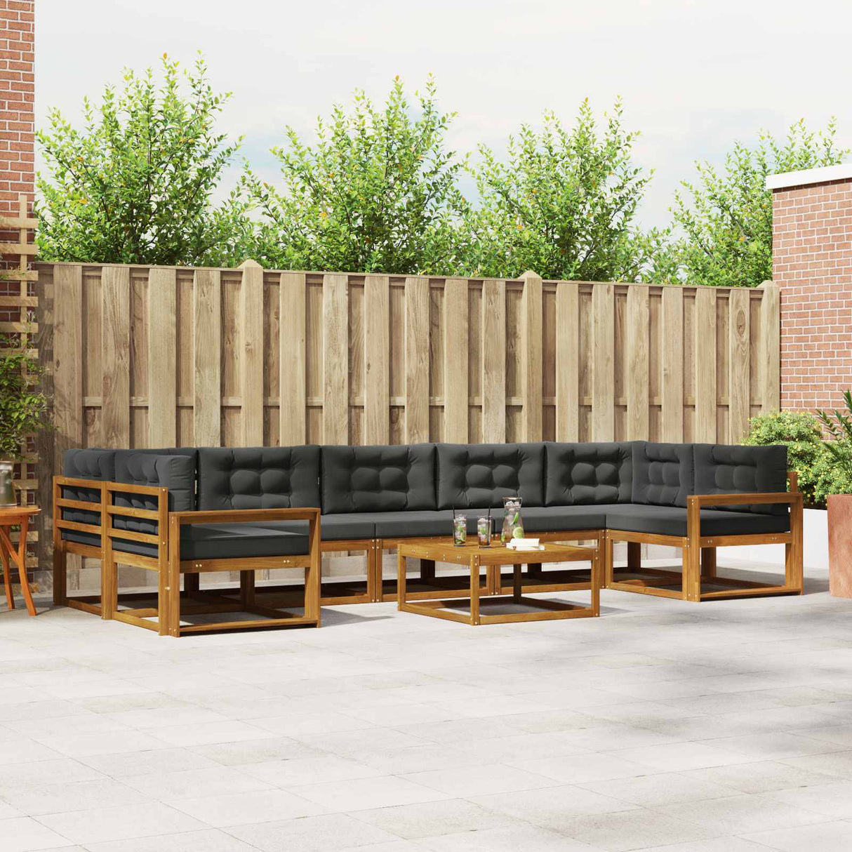 Outdoor Sofa Set 8 pcs Natural and Anthracite