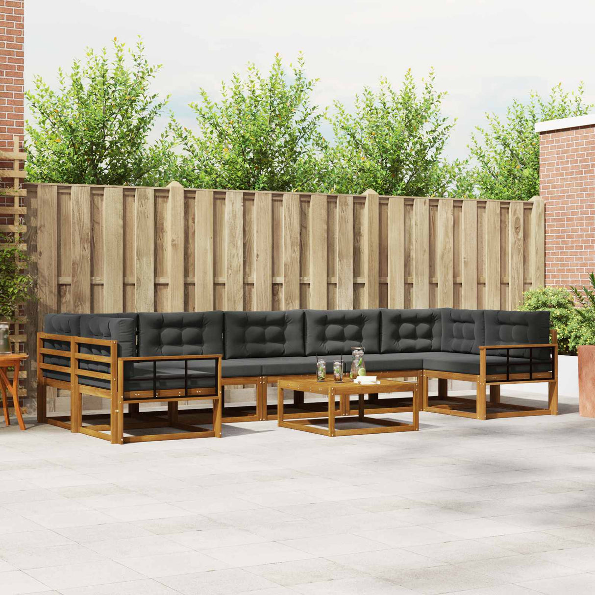 Outdoor Sofa Set 8 pcs Natural and Anthracite