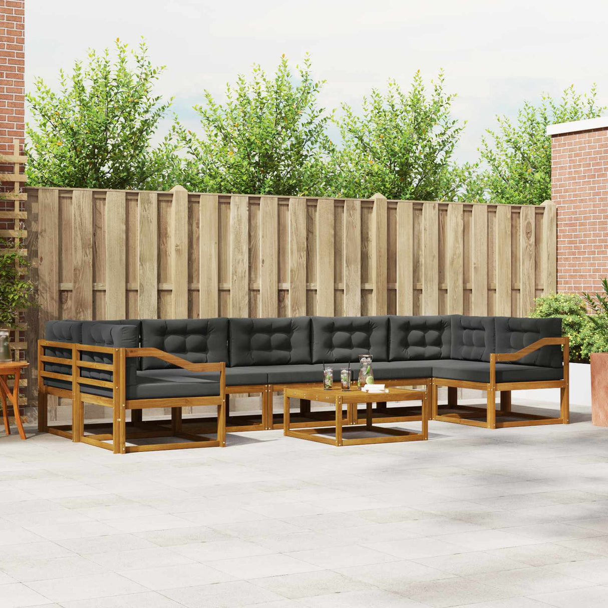 Outdoor Sofa Set 8 pcs Natural and Anthracite