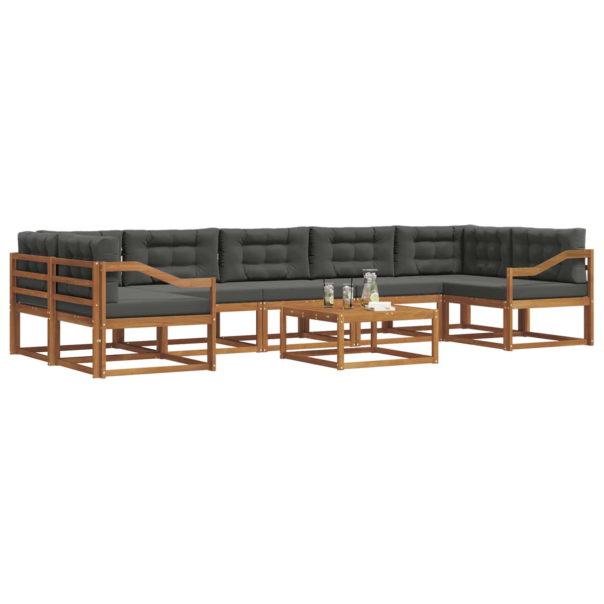 Outdoor Sofa Set with Cushion 8 pcs Natural and Anthracite