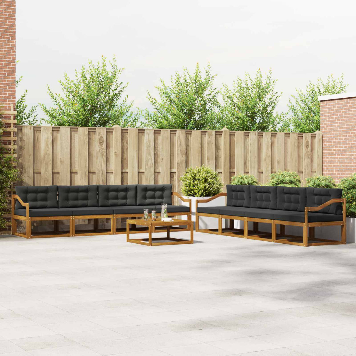 Outdoor Sofa Set 9 pcs Natural and Anthracite