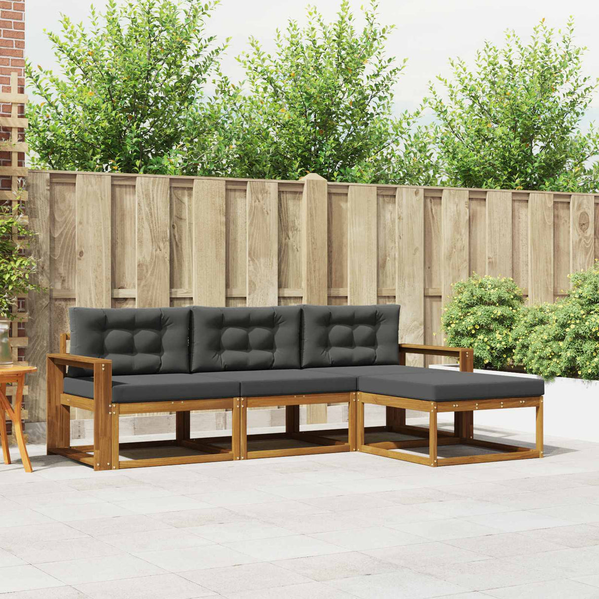 Outdoor Sofa Set 4 pcs Natural and Anthracite