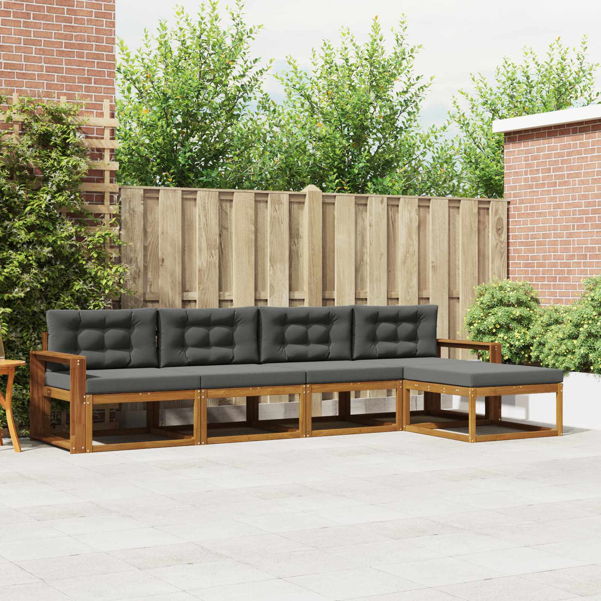 Outdoor Sofa Set with Cushion 5 pcs Natural and Anthracite