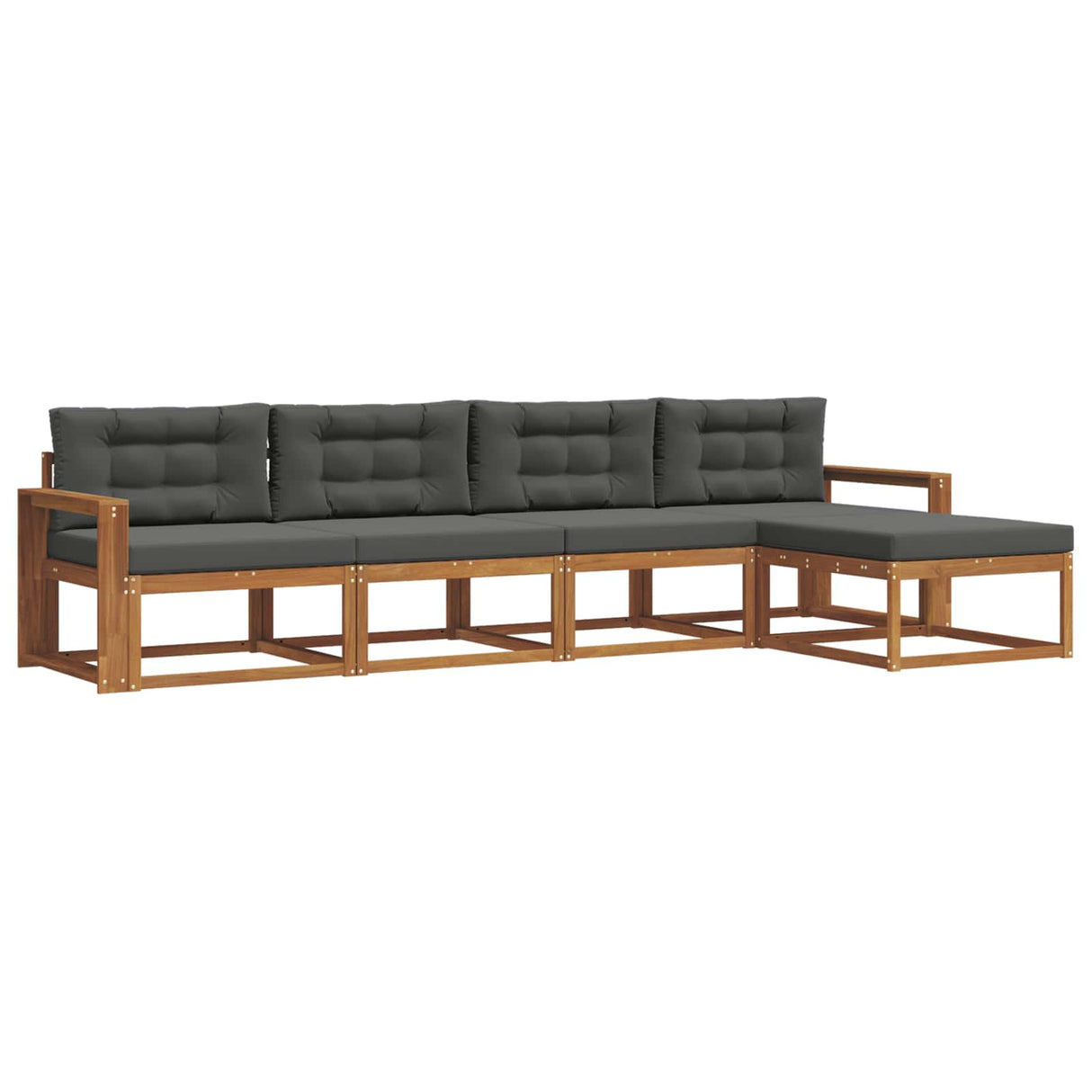 Outdoor Sofa Set with Cushion 5 pcs Natural and Anthracite