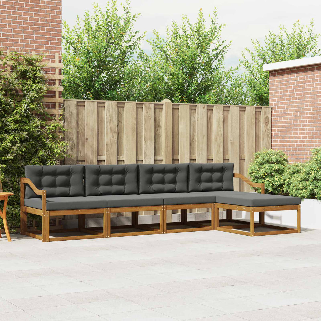 Outdoor Sofa Set with Cushion 5 pcs Natural and Anthracite