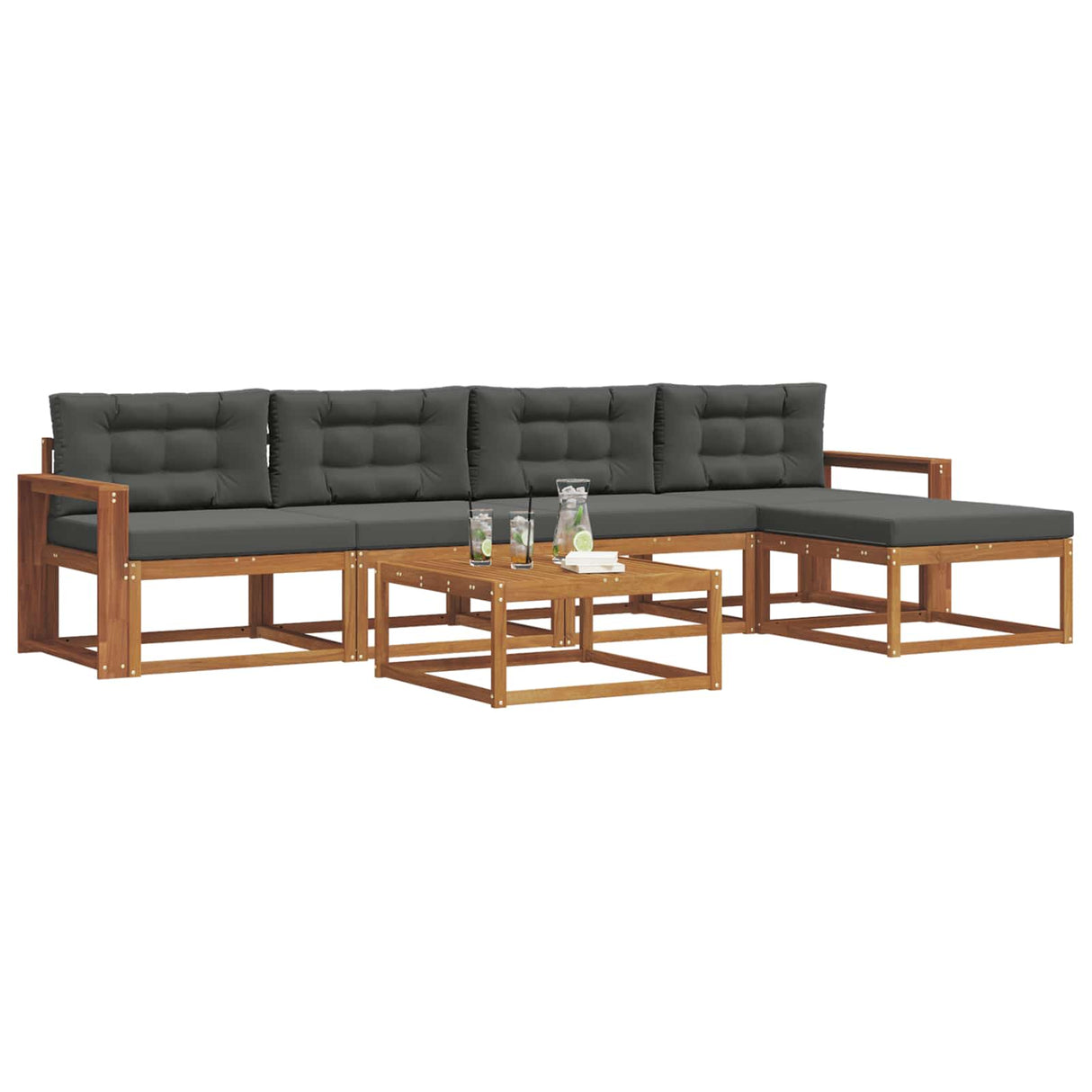 Outdoor Sofa Set with Cushion 6 pcs Natural and Anthracite