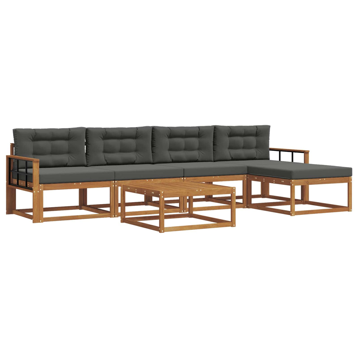 Outdoor Sofa Set with Cushion 6 pcs Natural and Anthracite