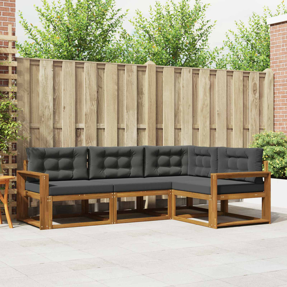 Outdoor Sofa Set with Cushion 4 pcs Natural and Anthracite