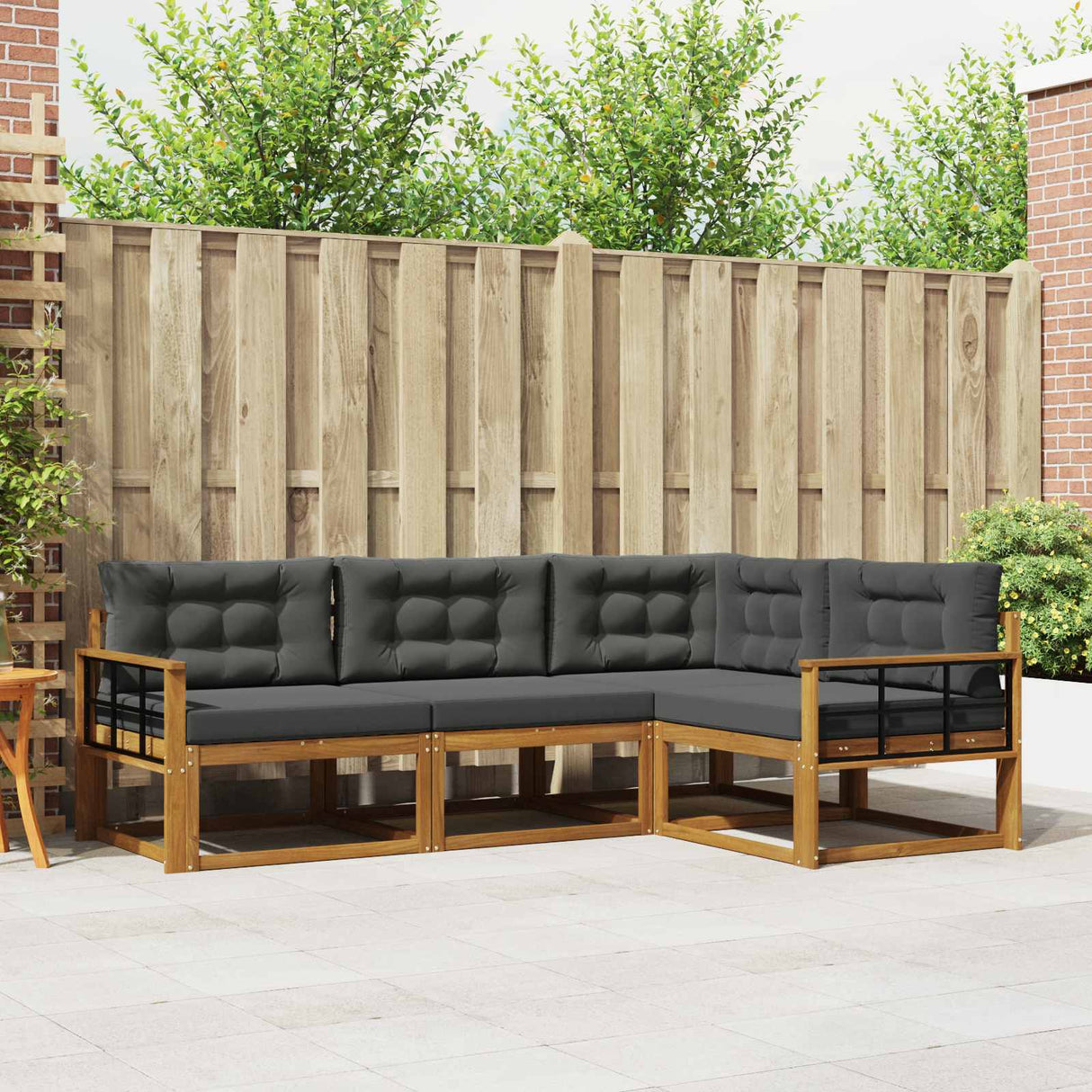 Outdoor Sofa Set 4 pcs Natural and Anthracite