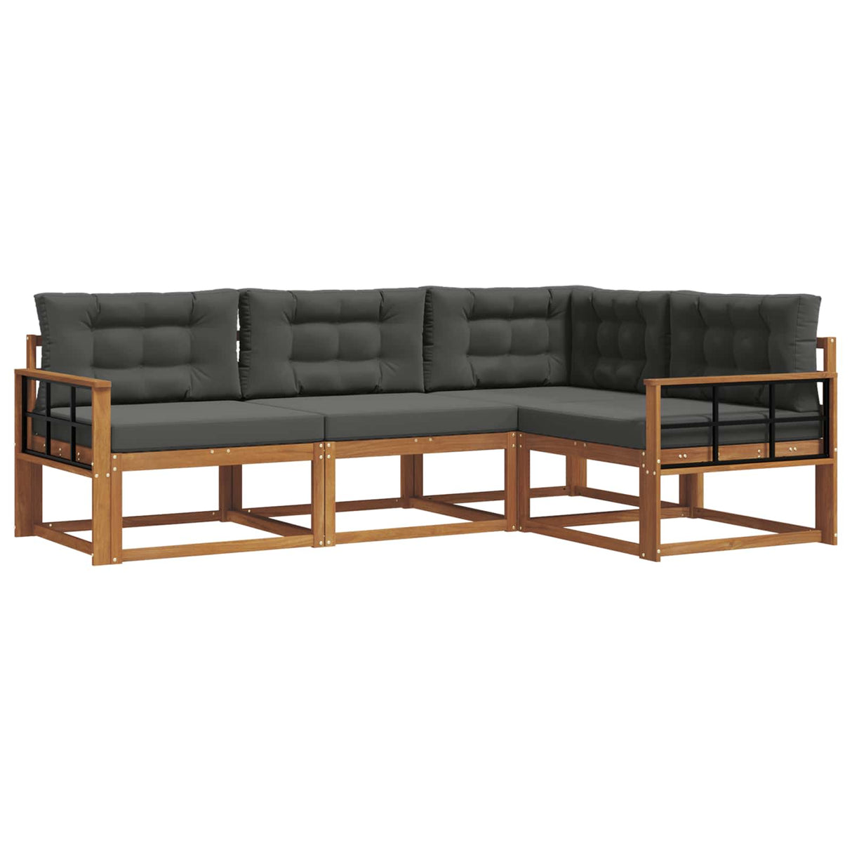 Outdoor Sofa Set with Cushion 4 pcs Natural and Anthracite
