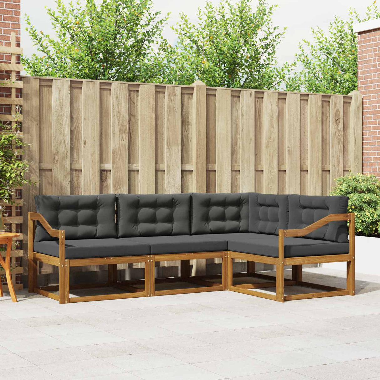 Outdoor Sofa Set 4 pcs Natural and Anthracite