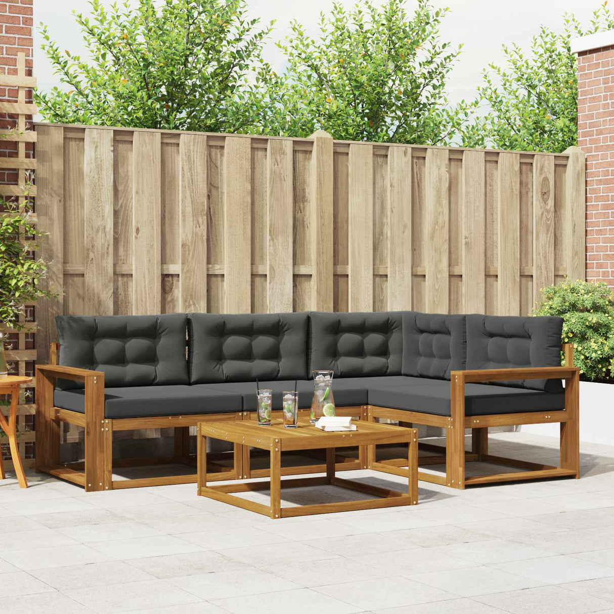 Outdoor Sofa Set 5 pcs Natural and Anthracite