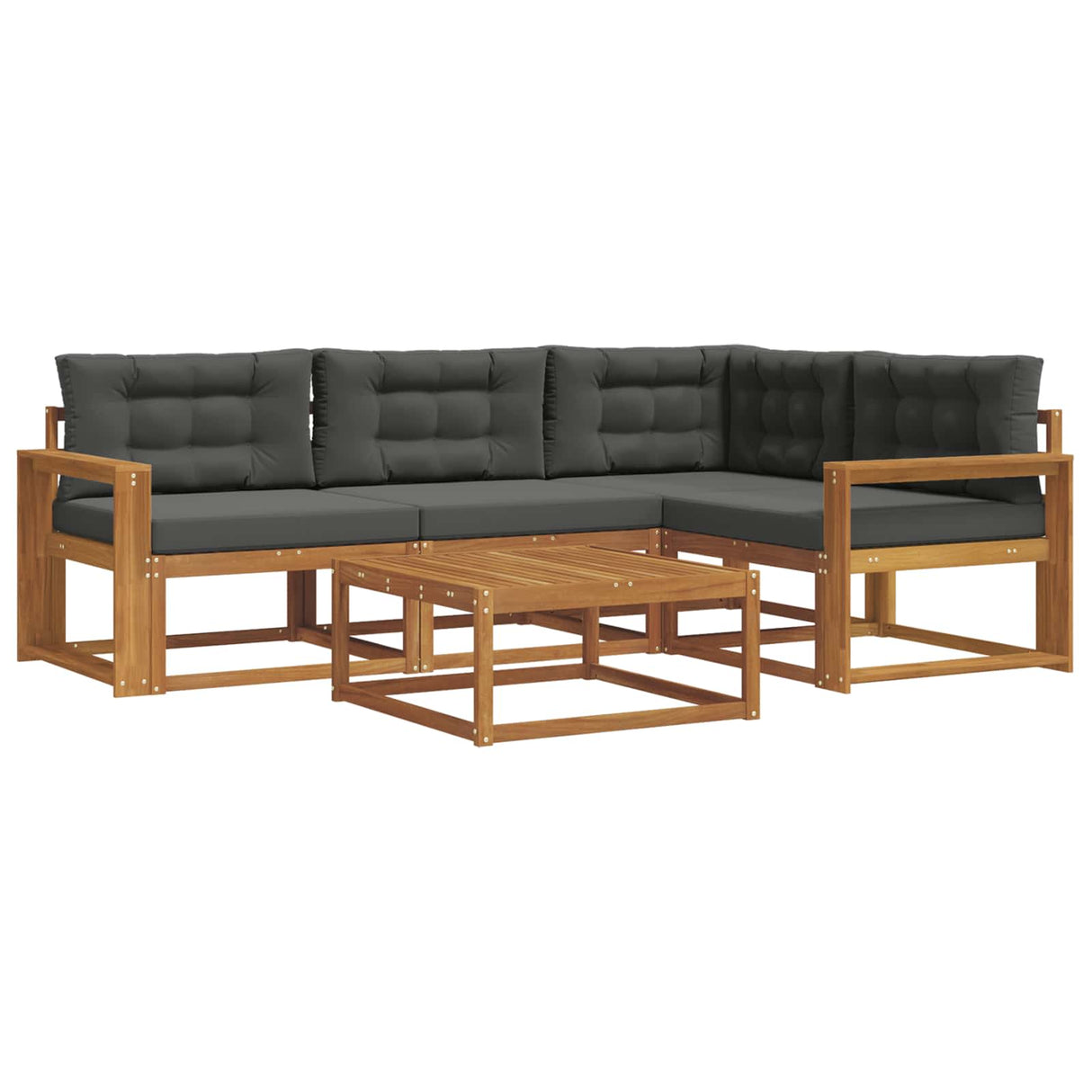 Outdoor Sofa Set with Cushion 5 pcs Natural and Anthracite