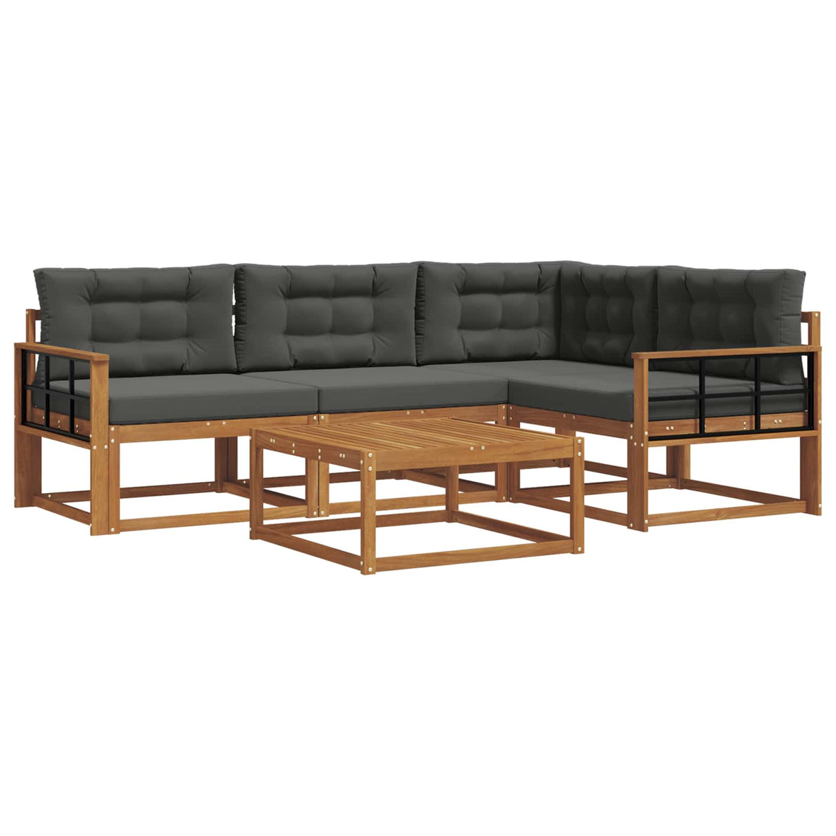 Outdoor Sofa Set with Cushion 5 pcs Natural and Anthracite