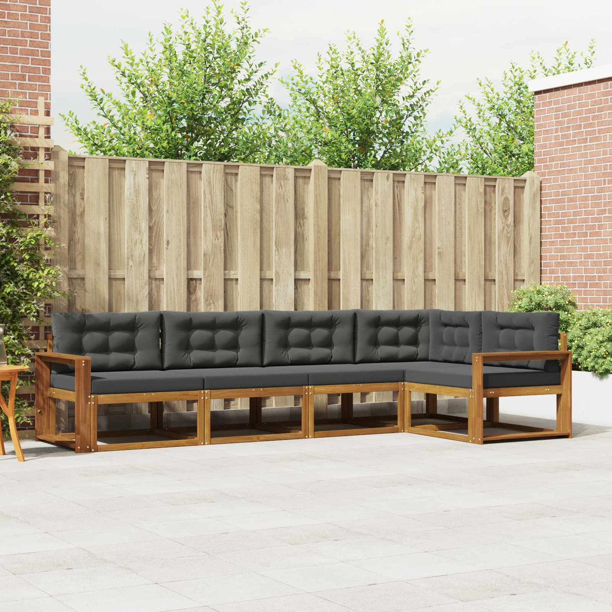Outdoor Sofa Set with Cushion 5 pcs Natural and Anthracite