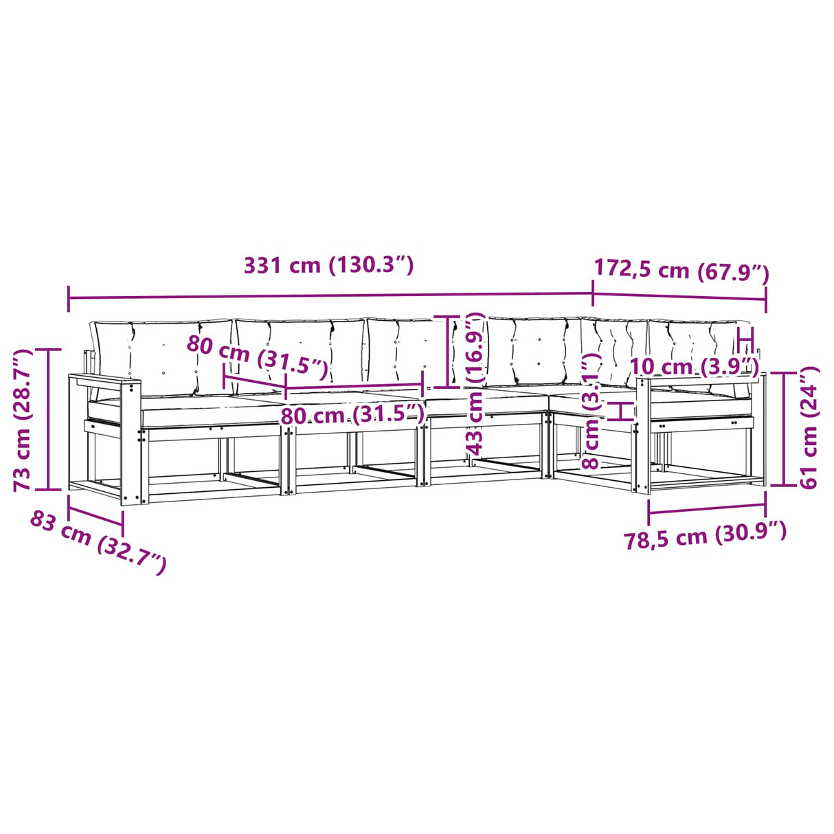 Outdoor Sofa Set 5 pcs Natural and Anthracite