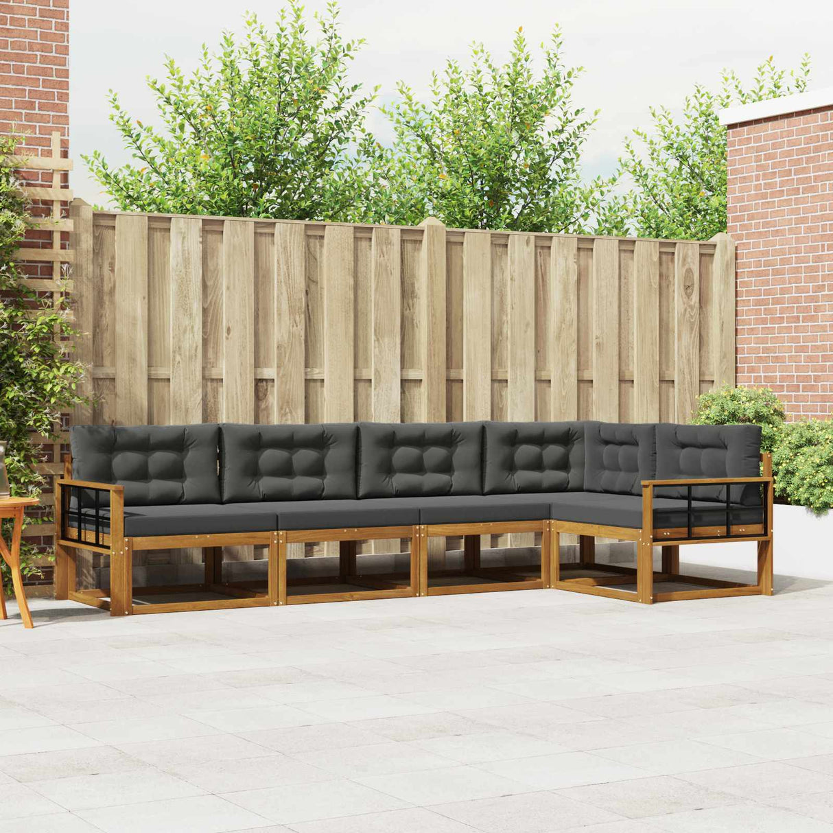 Outdoor Sofa Set 5 pcs Natural and Anthracite