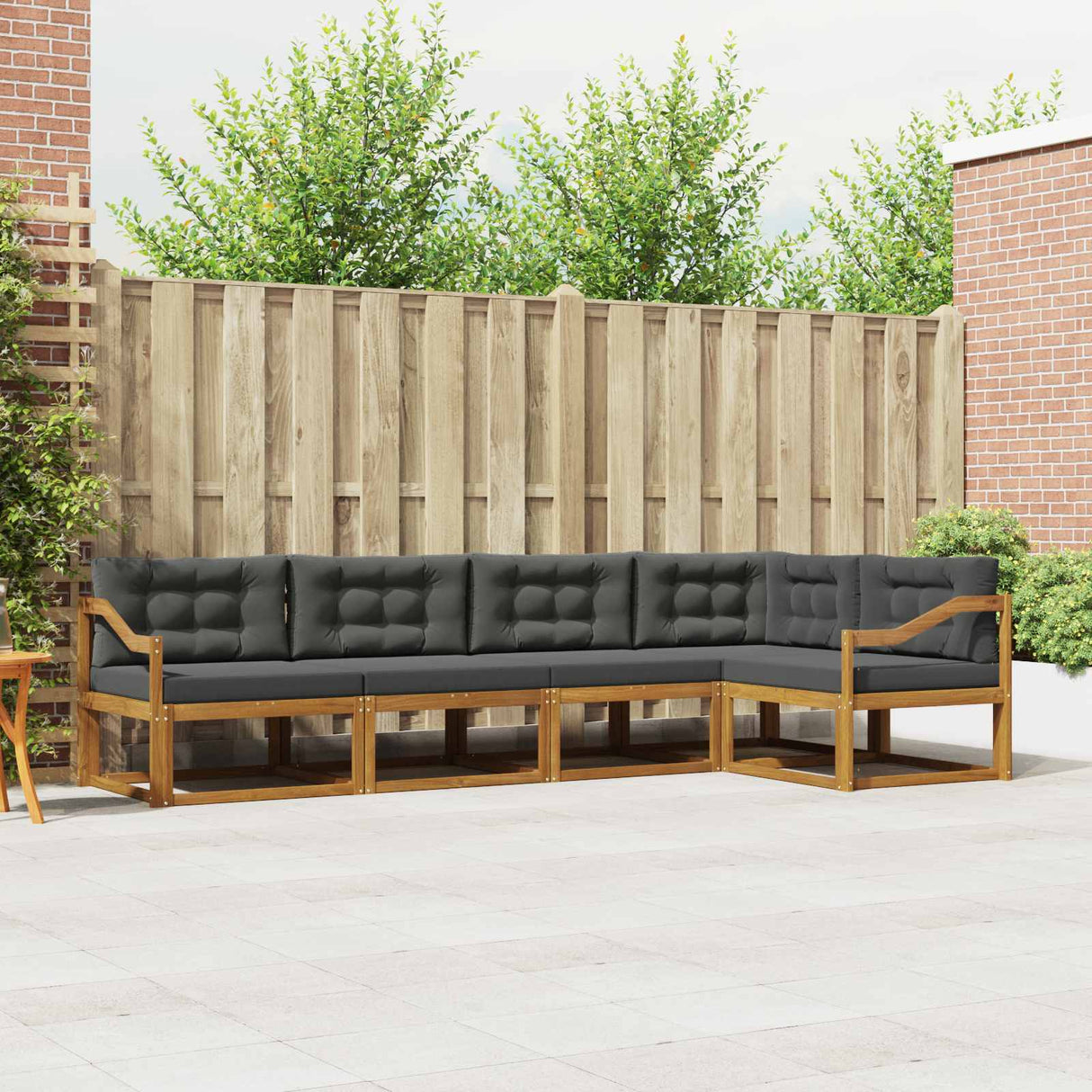 Outdoor Sofa Set 5 pcs Natural and Anthracite