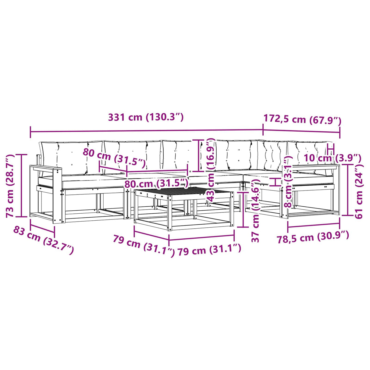 Outdoor Sofa Set with Cushion 6 pcs Natural and Anthracite