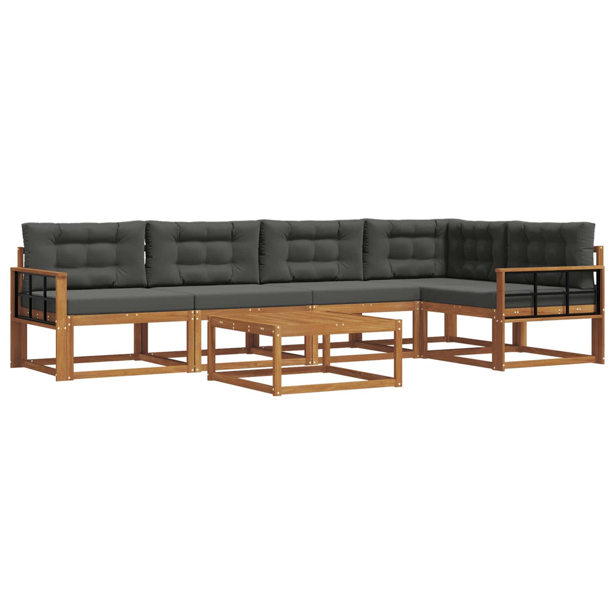 Outdoor Sofa Set with Cushion 6 pcs Natural and Anthracite