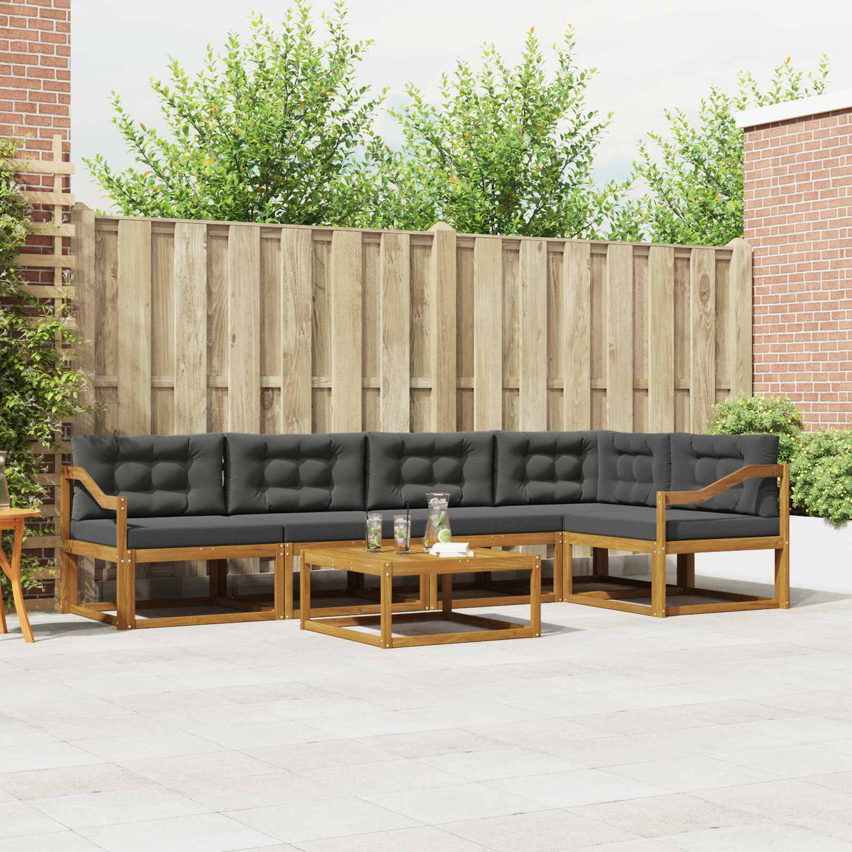 Outdoor Sofa Set 6 pcs Natural and Anthracite