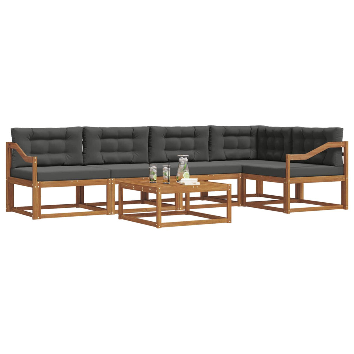 Outdoor Sofa Set 6 pcs Natural and Anthracite