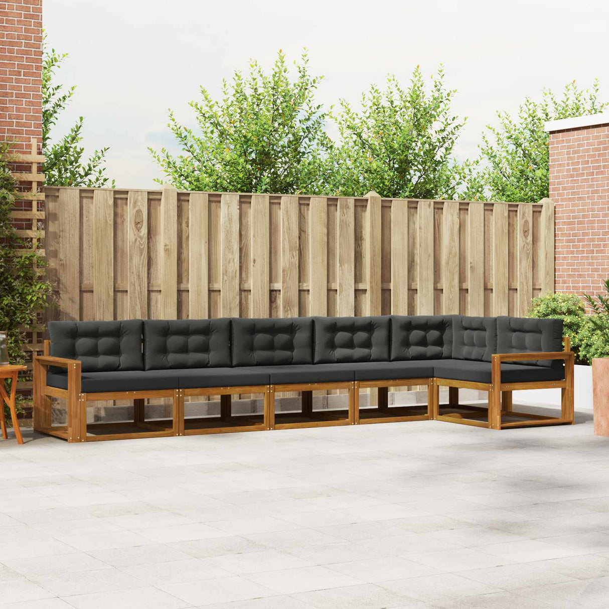 Outdoor Sofa Set 6 pcs Natural and Anthracite
