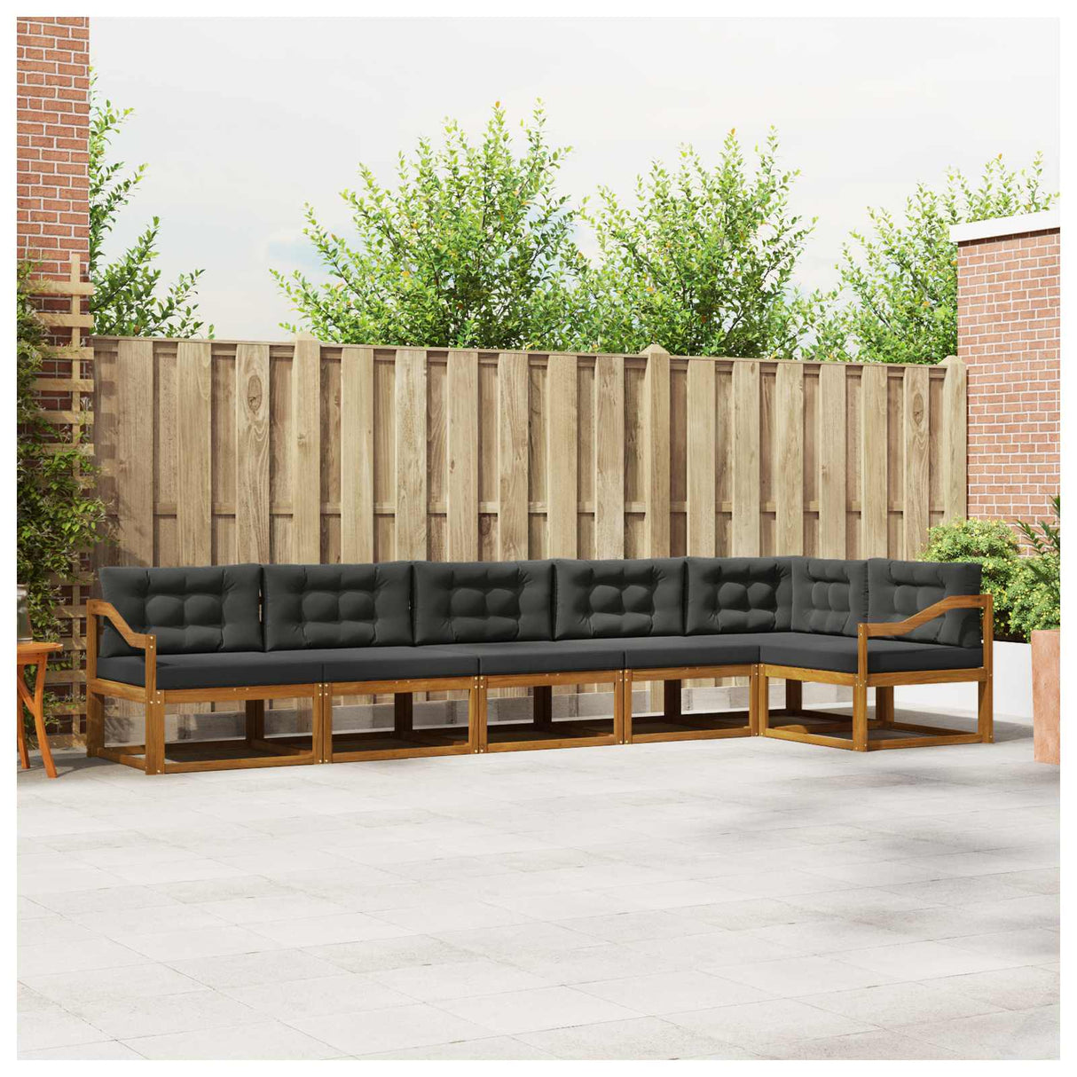Outdoor Sofa Set 6 pcs Natural and Anthracite