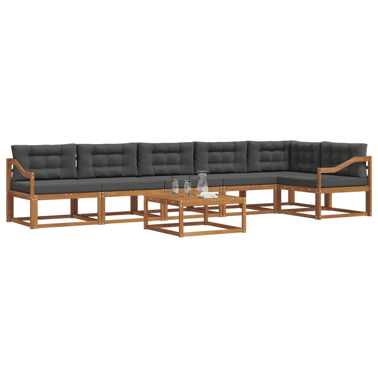 Outdoor Sofa Set 7 pcs Natural and Anthracite