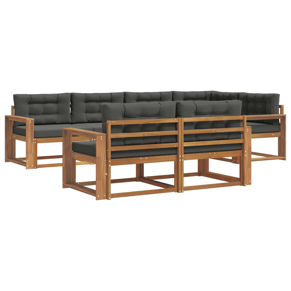 Outdoor Sofa Set with Cushion 7 pcs Natural and Anthracite