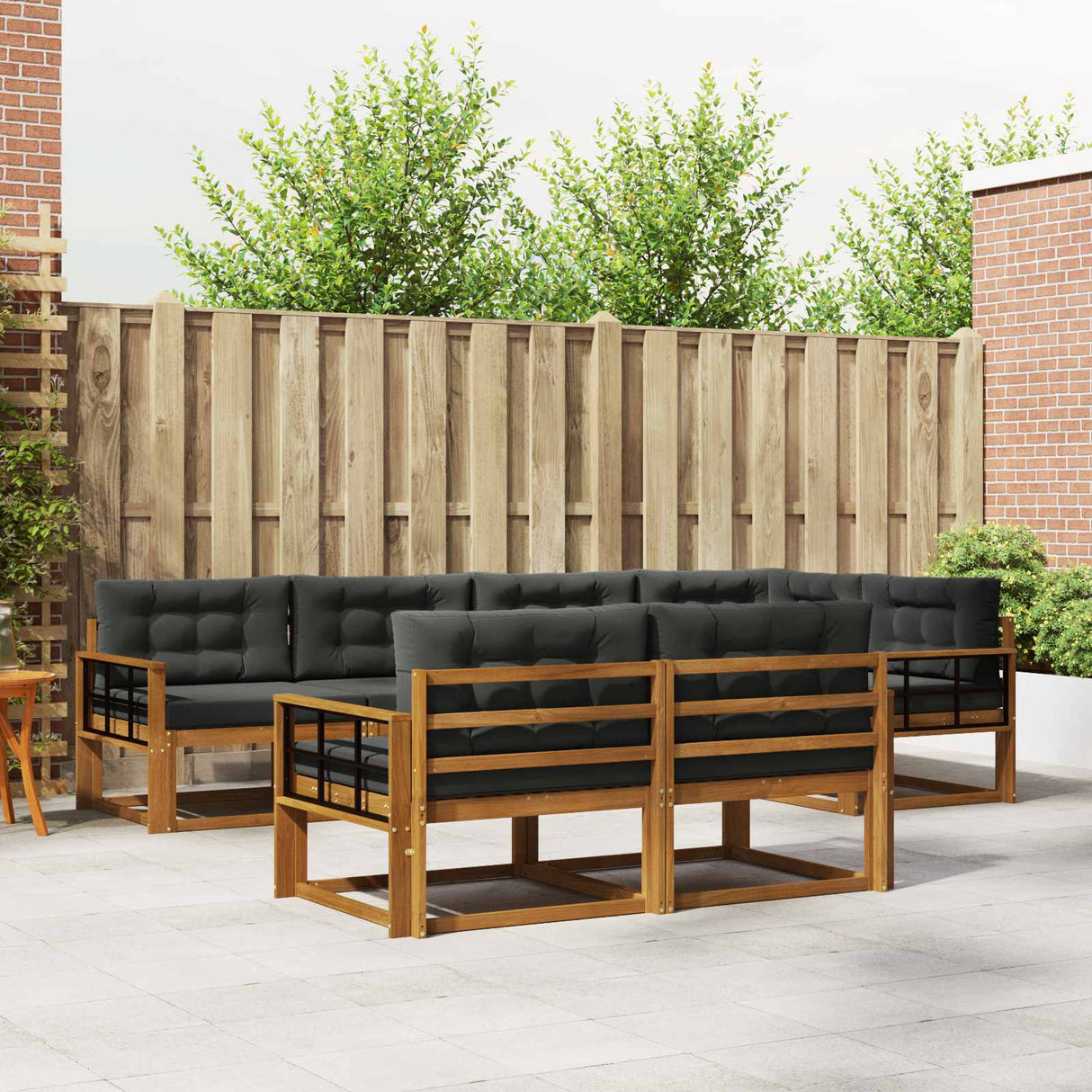 Outdoor Sofa Set 8 pcs Natural and Anthracite