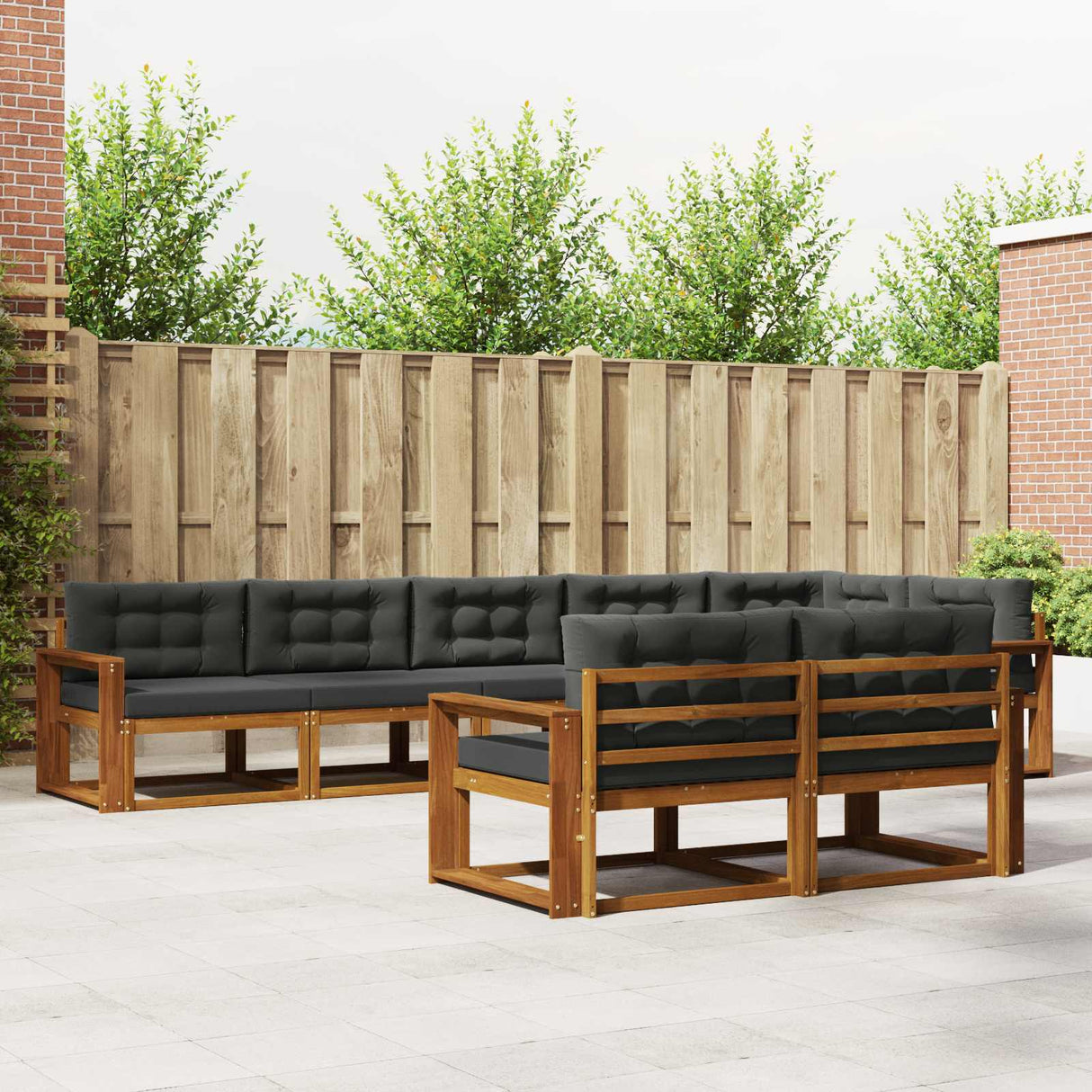 Outdoor Sofa Set with Cushion 8 pcs Natural and Anthracite