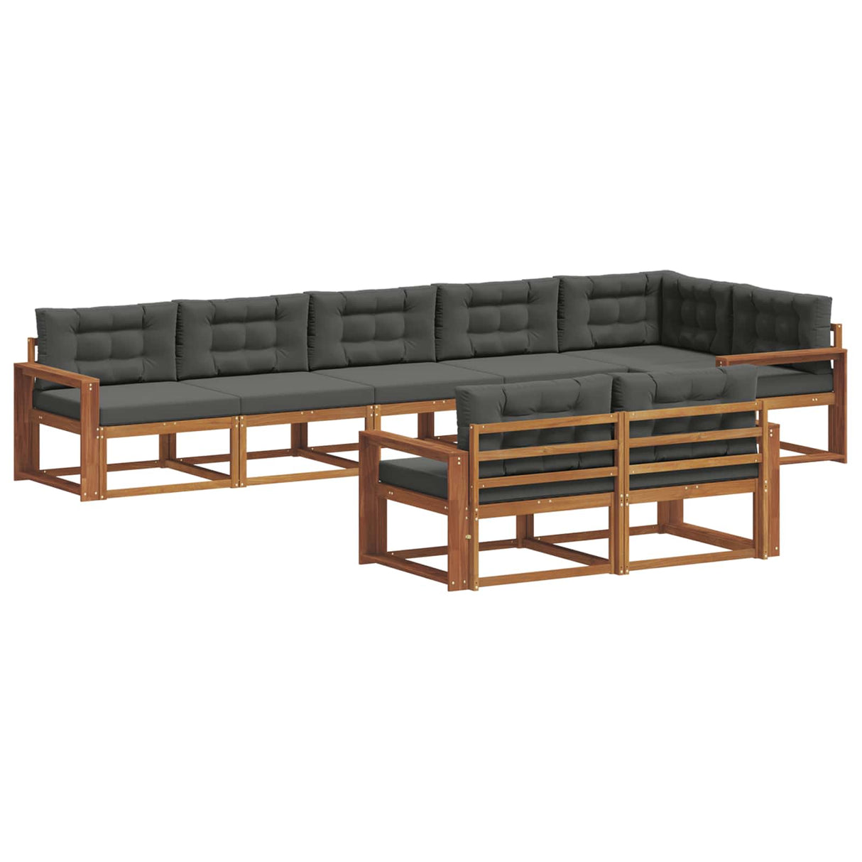 Outdoor Sofa Set with Cushion 8 pcs Natural and Anthracite