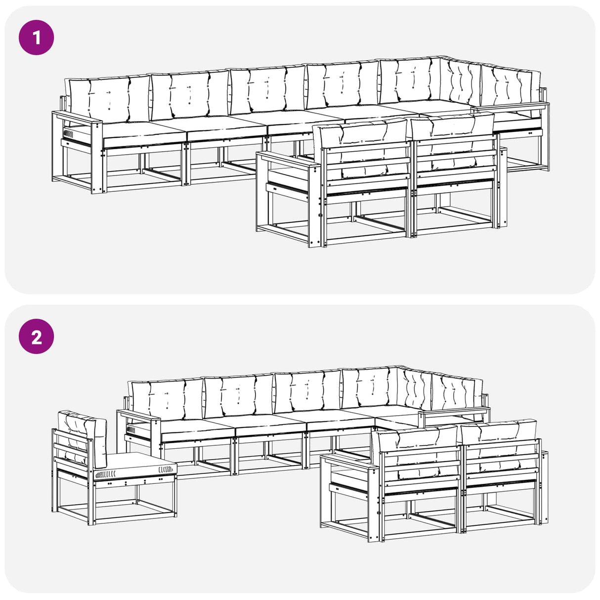 Outdoor Sofa Set 8 pcs Natural and Anthracite