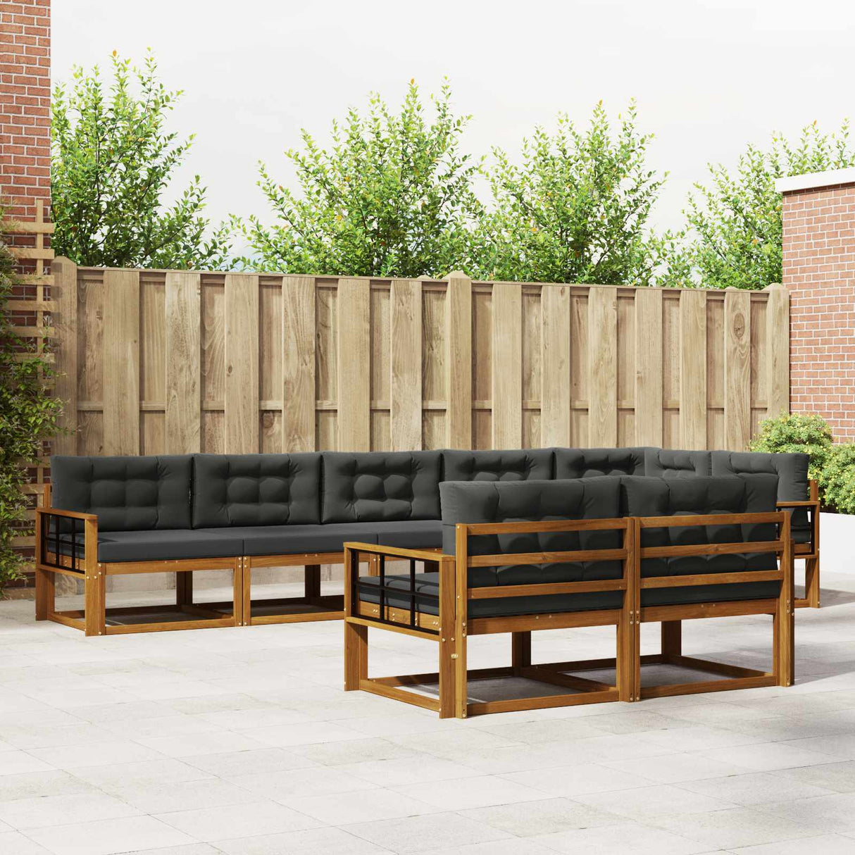 Outdoor Sofa Set 8 pcs Natural and Anthracite