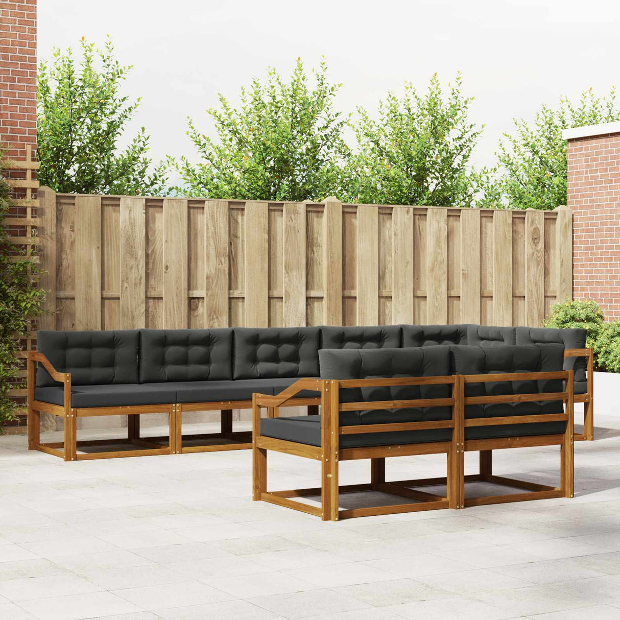 Outdoor Sofa Set 8 pcs Natural and Anthracite