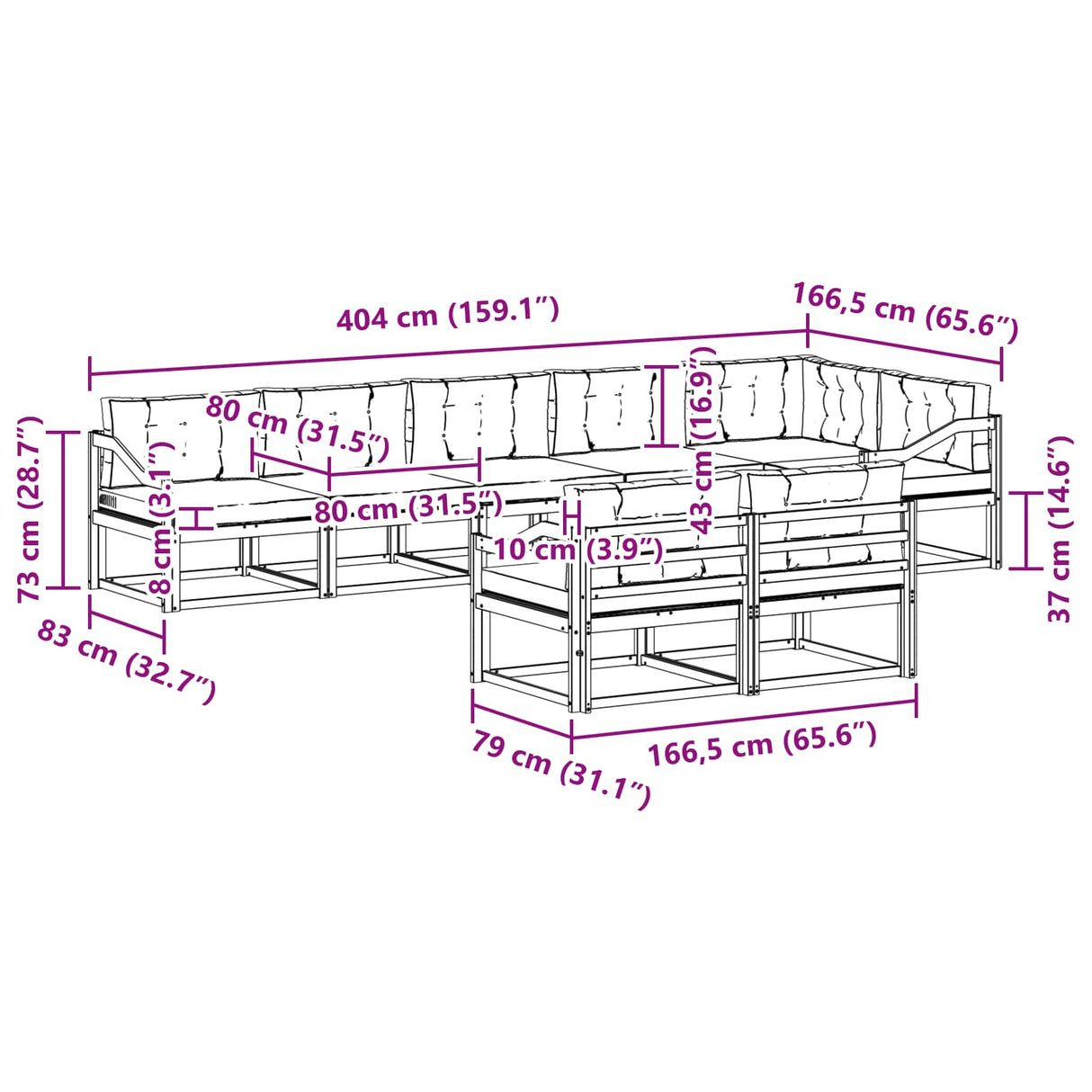 Outdoor Sofa Set 8 pcs Natural and Anthracite