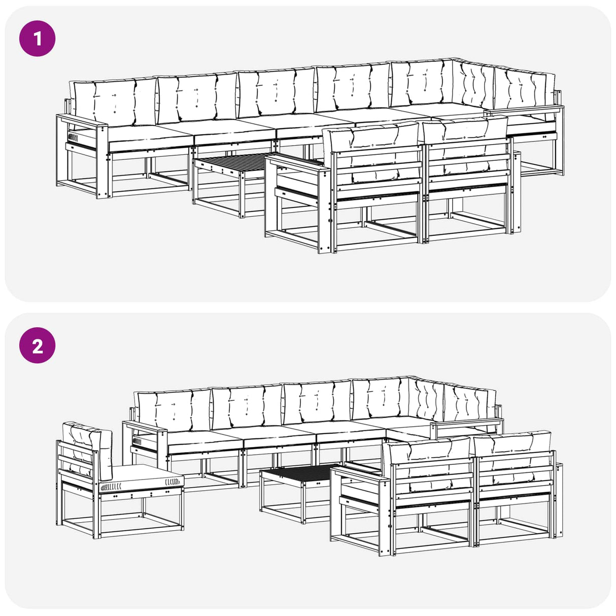 Outdoor Sofa Set 9 pcs Natural and Anthracite