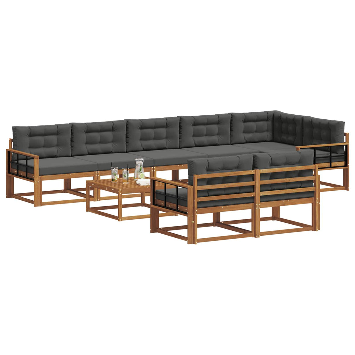 Outdoor Sofa Set 9 pcs Natural and Anthracite