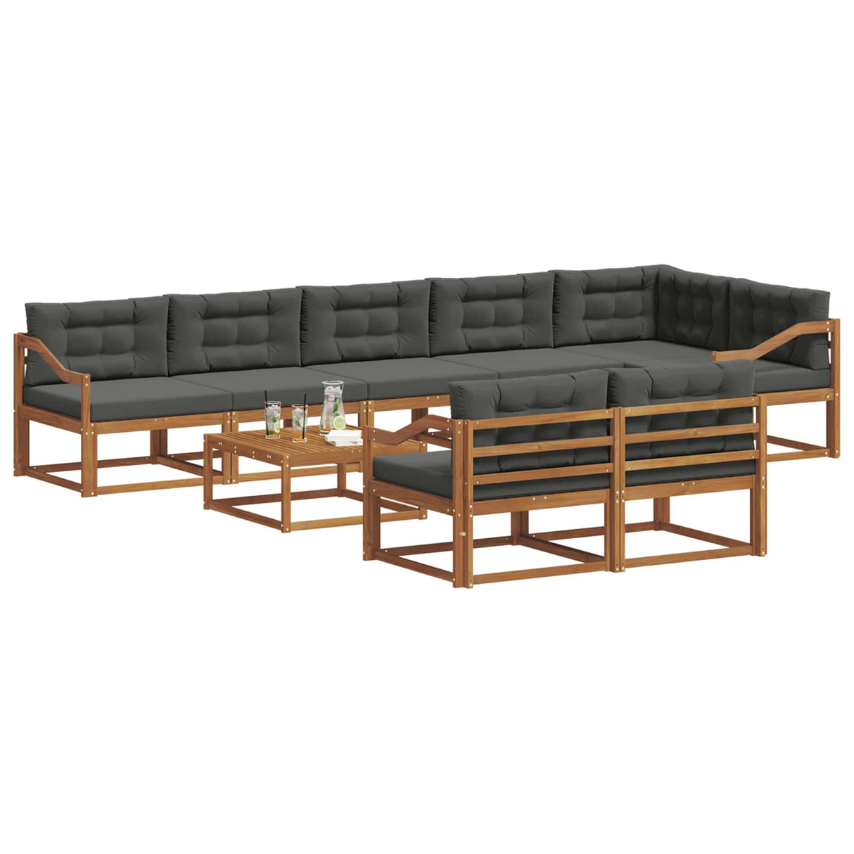 Outdoor Sofa Set 9 pcs Natural and Anthracite