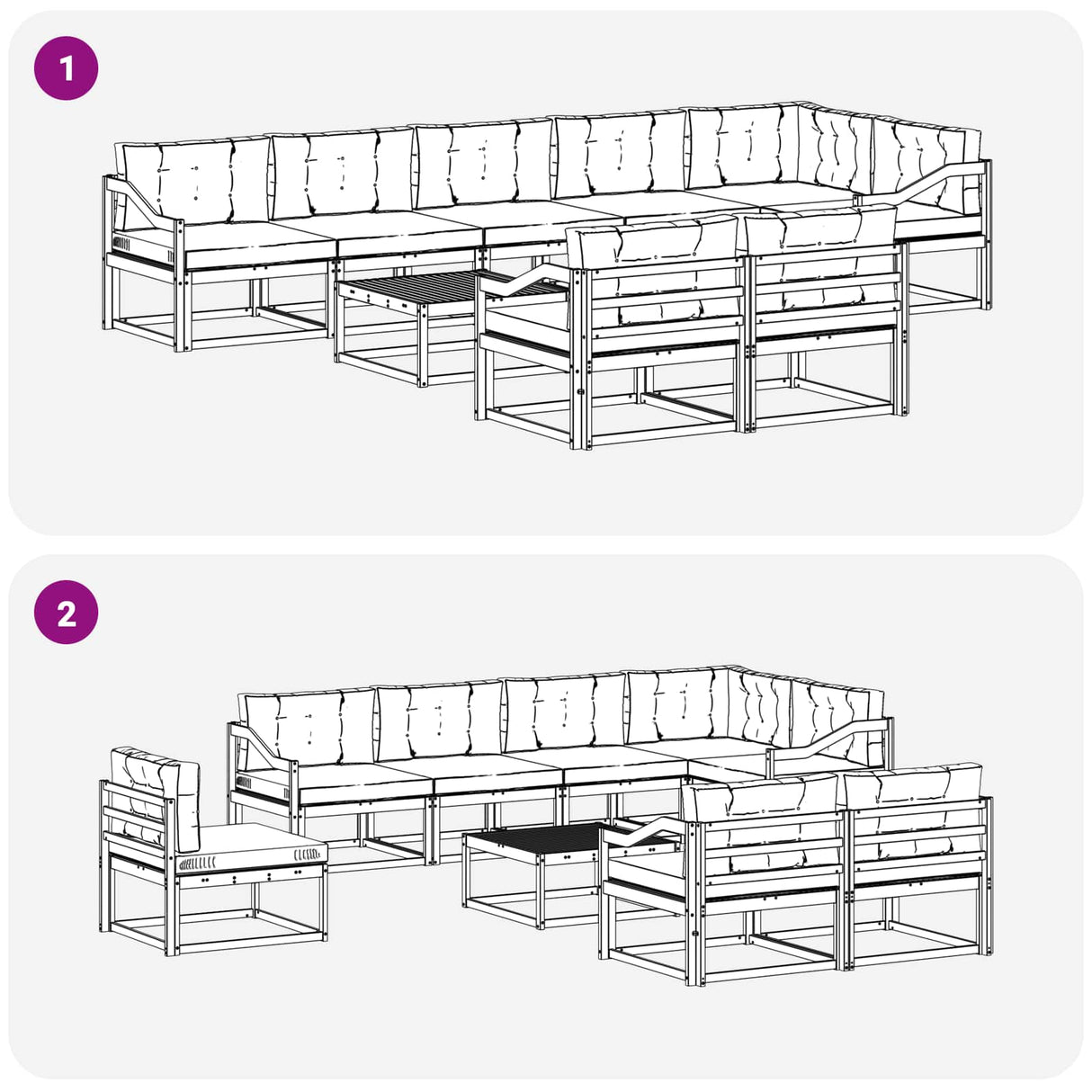 Outdoor Sofa Set 9 pcs Natural and Anthracite