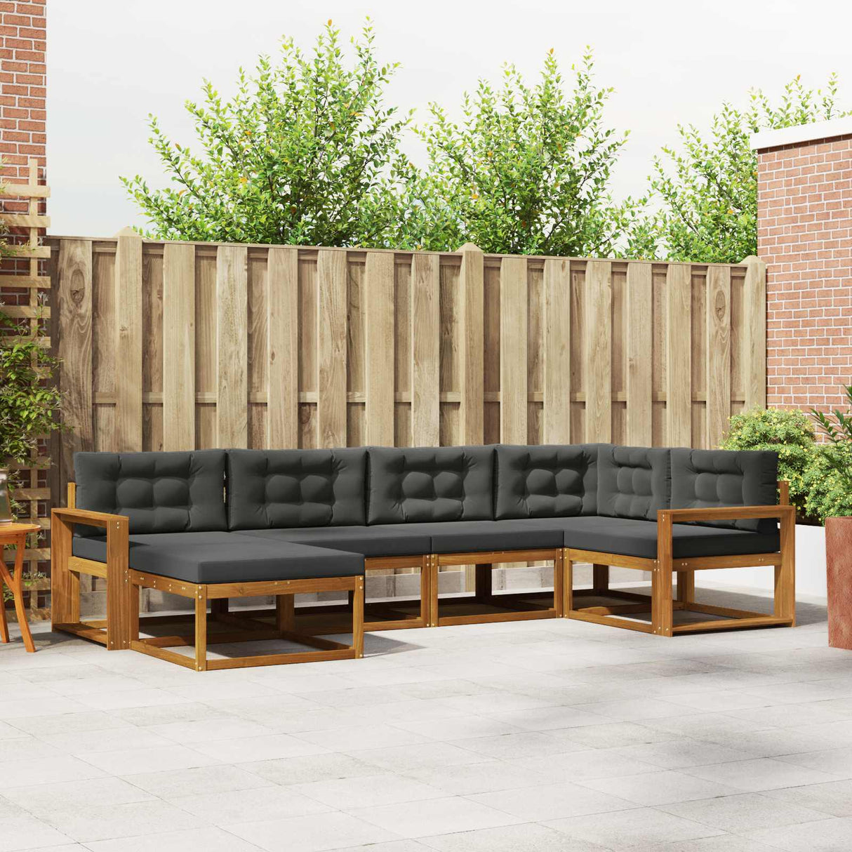 Outdoor Sofa Set with Cushion 6 pcs Natural and Anthracite
